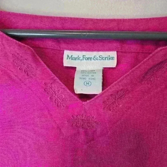 Vintage Mark, Fore & Strike Linen blend Pink Top Size M Lagenlook - Picture 2 of 7